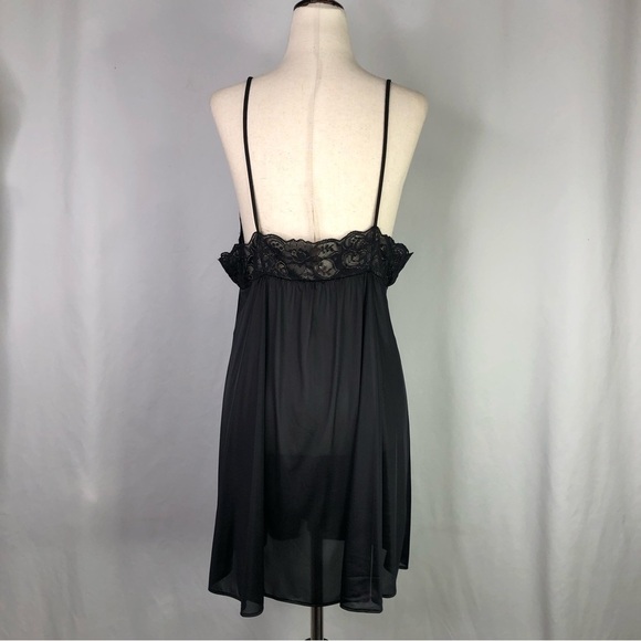 Vintage Shadowline black sheer short slip lace bodice made in USA glam sissy S - Picture 5 of 10